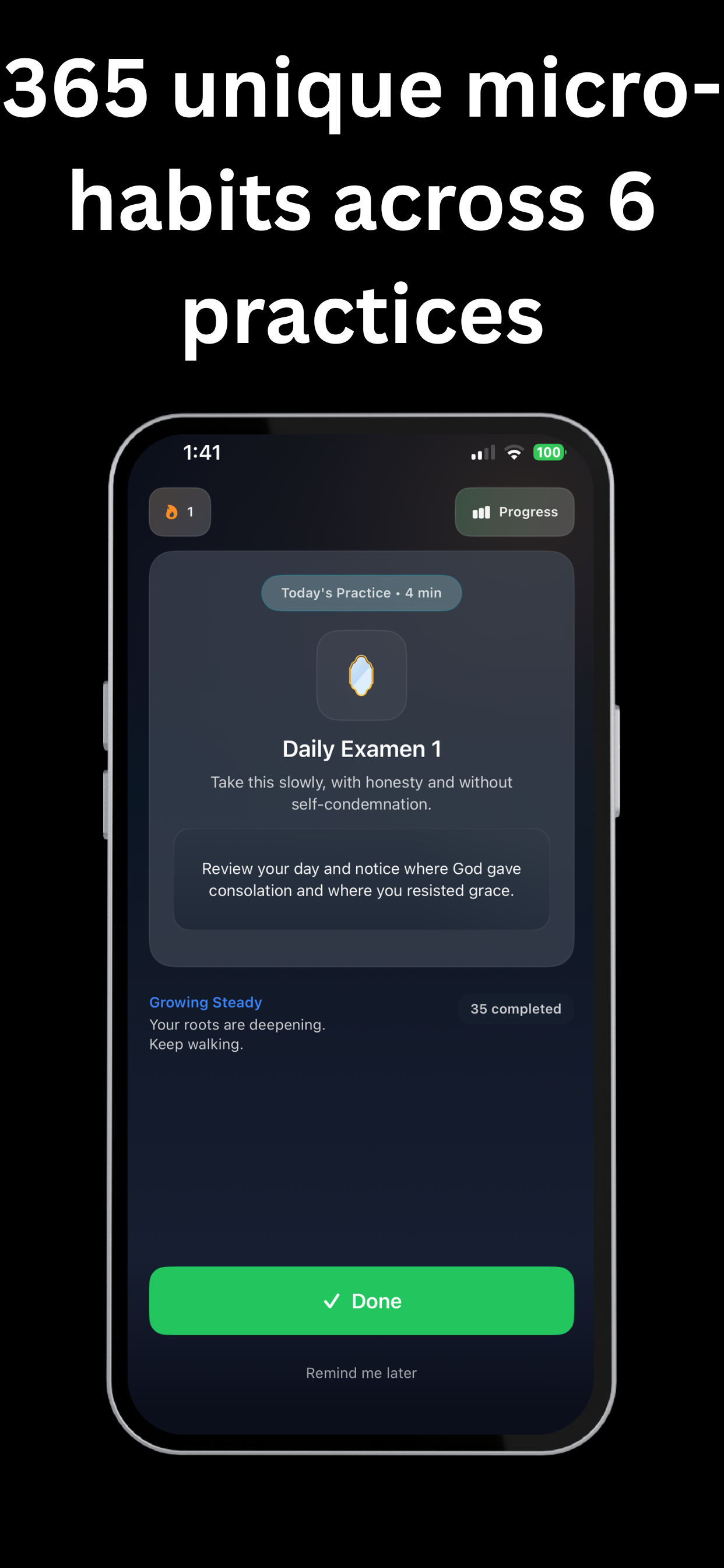 Road to Emmaus: Micro-habits — Your Journey progress screen